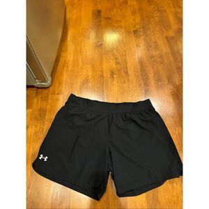 Under Armour Women’s 2XL Black Running Shorts Athletic Workout Zipper Pocket Plu